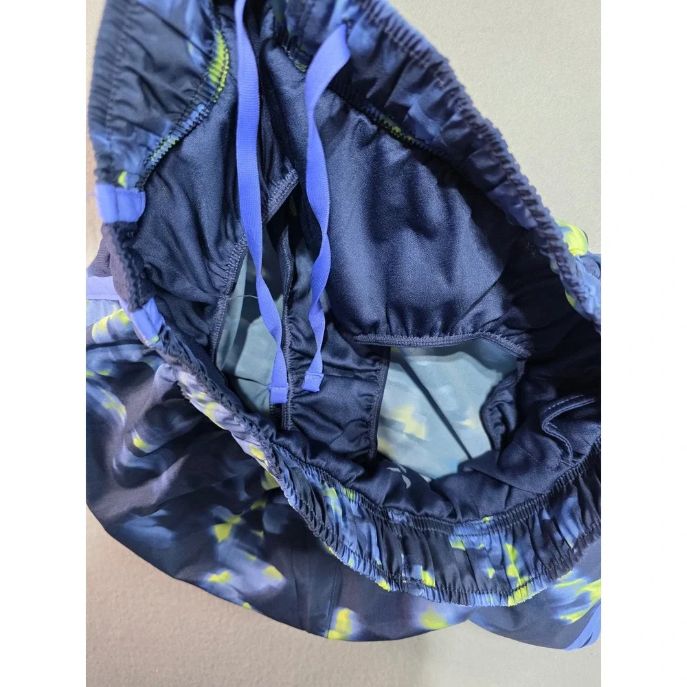 Nike Tempo Dri-FIT Running Shorts Navy Yellow Abstract Print Womens Small